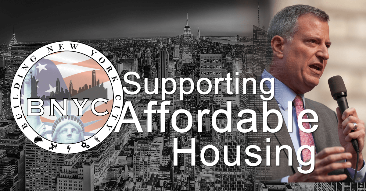de blasio supporting affordable housing